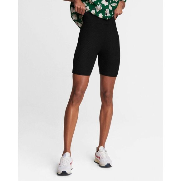 Rag & Bone The Knit Rib Bike Shorts Black S NWOT $115